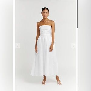 Dissh Lexi White Linen Midi Dress